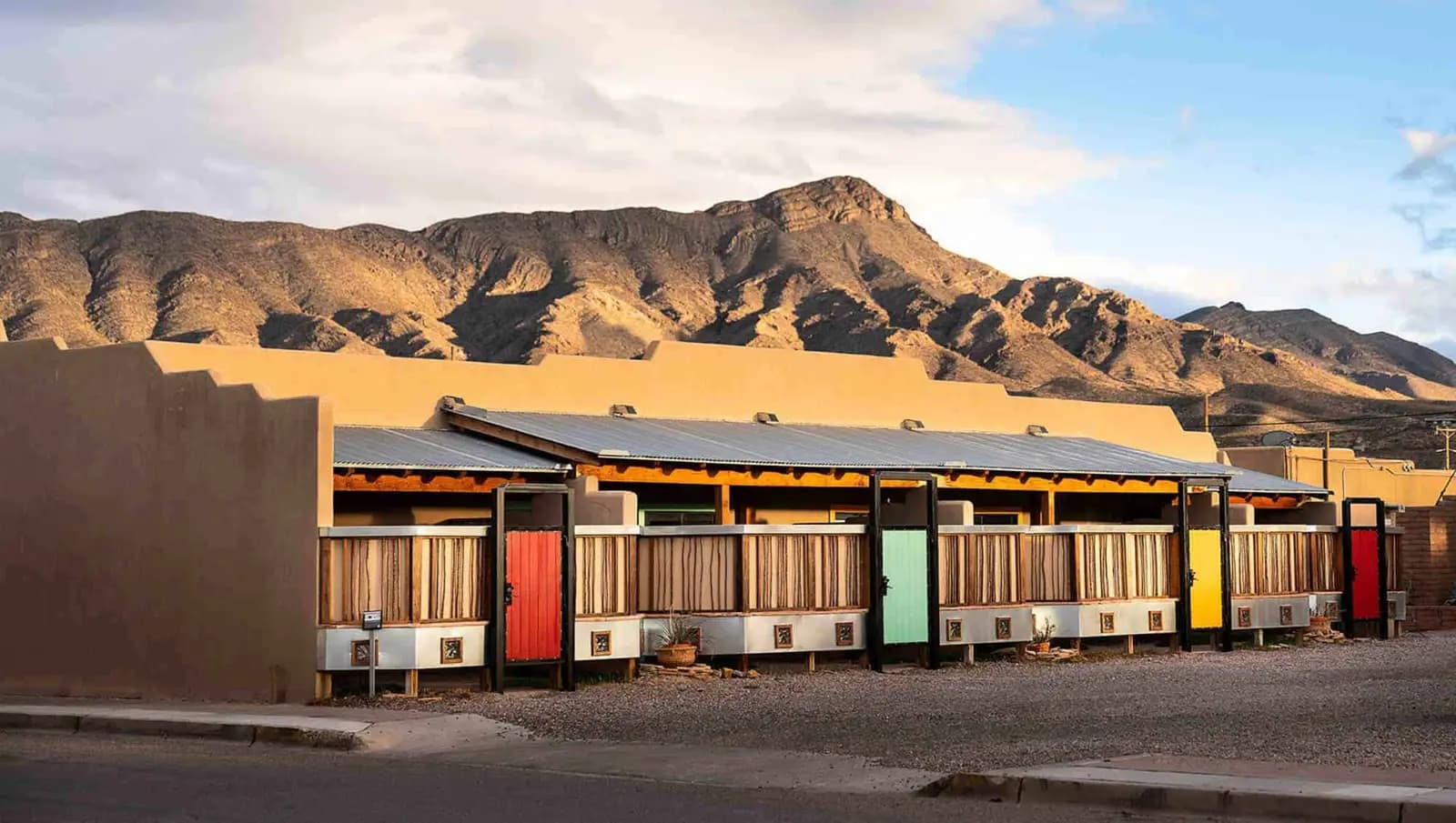 The west wing of Blackstone Hotsprings with Turtle Mountain behind it